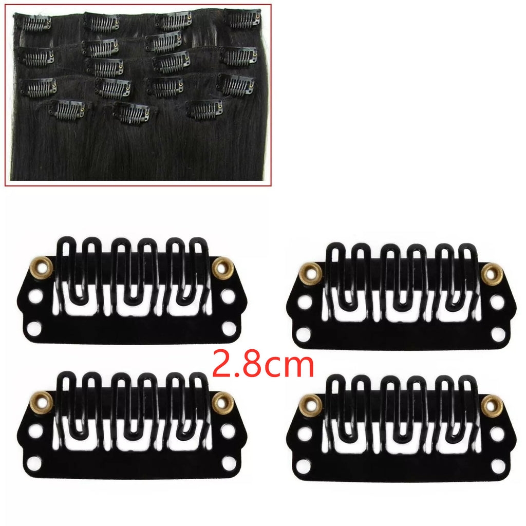 Black Wig Clips (100PCS) — 2.8 cm Anti-Slip Metal Clips for Hair Extensions & Wigs