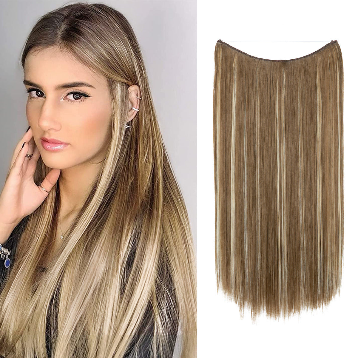 Long Straight Synthetic Clip-In Hair Extensions – Natural Shine, Heat-Resistant & Easy Fit