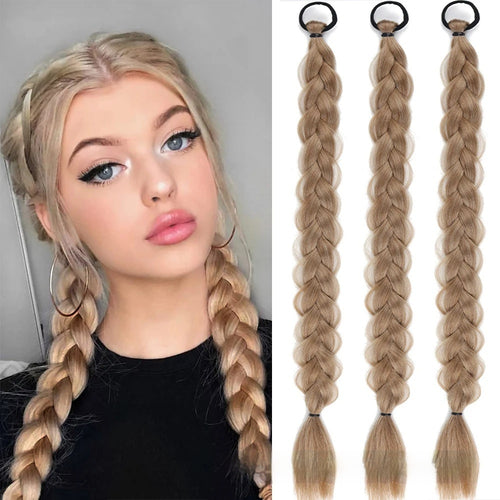 24-inch Fishbone Braided Ponytail – Heat-Resistant Synthetic Hair Extension