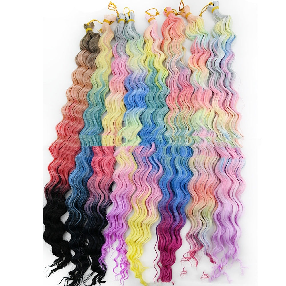 Rainbow Crochet Dreadlocks Gradient Long Curly Hair – 24 Inch
