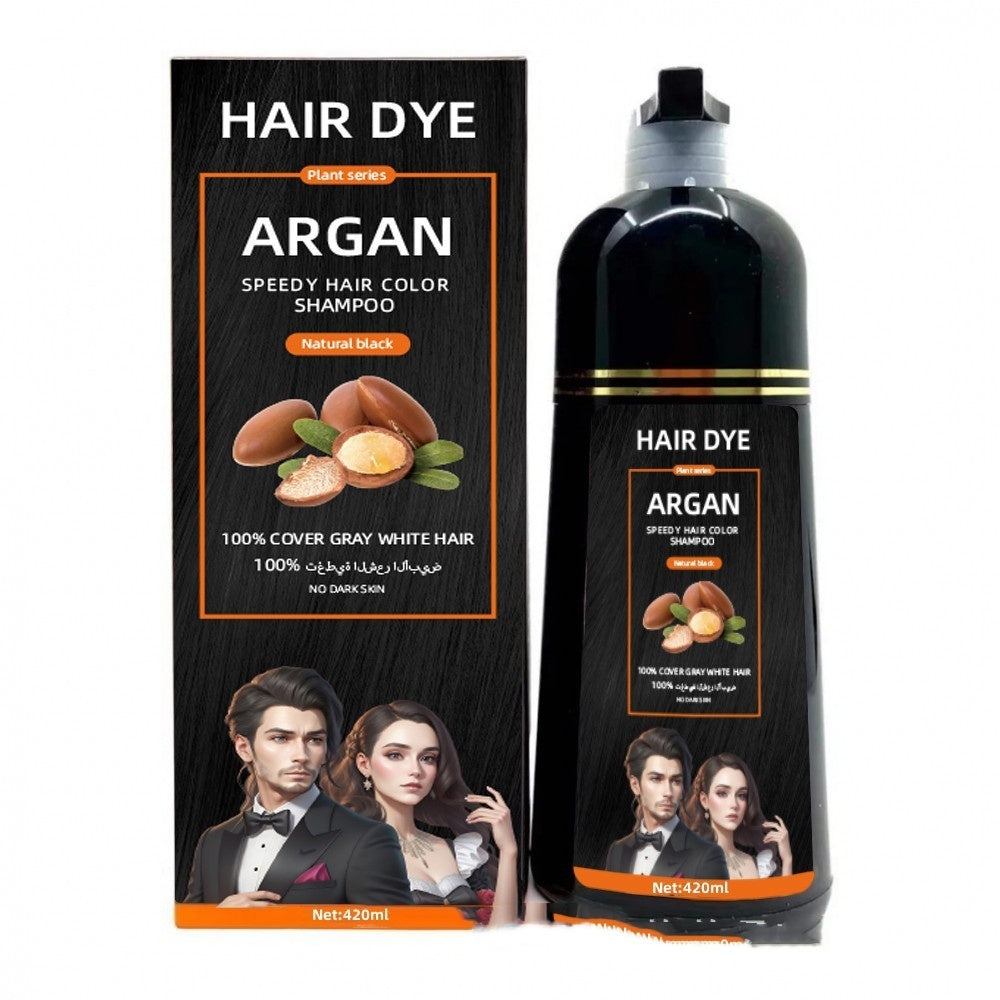 Argan Speedy Hair Dye Shampoo – 5-Minute Black Hair Colour with Moroccan Oil (420 ml)