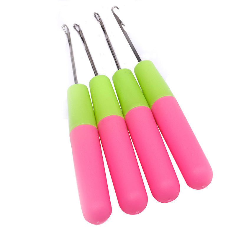 Professional Crochet Needle for Braiding & Wig Installation – Yellow Pink Handle