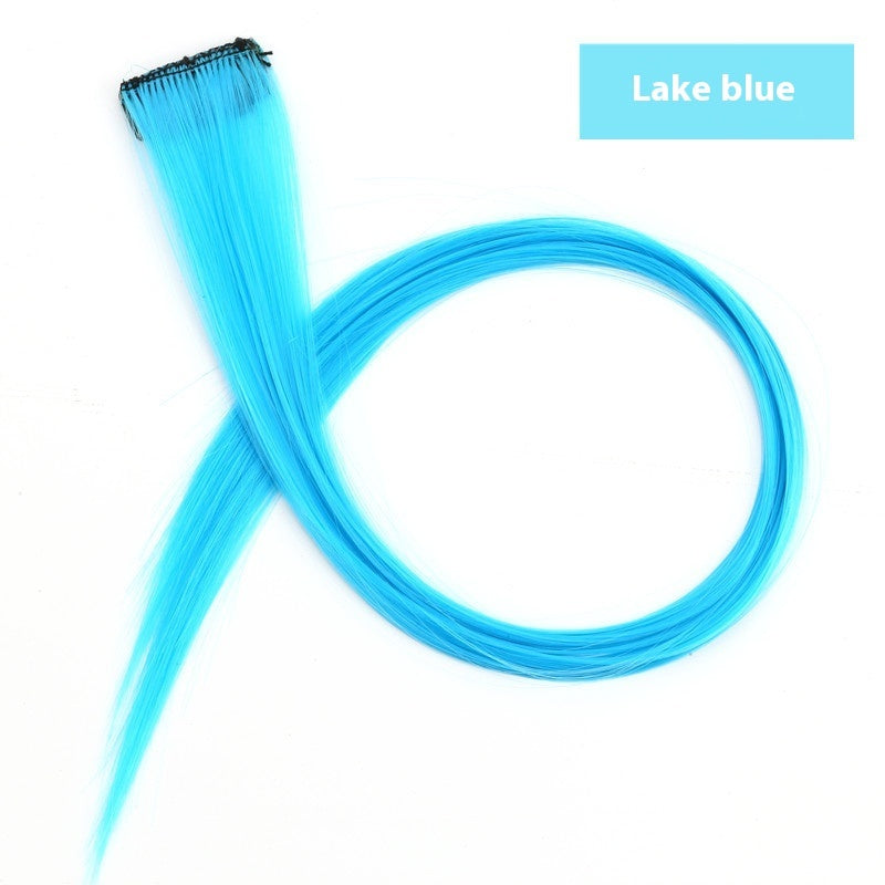 Rainbow Color Clip-In Hair Extensions – 24" Synthetic Streaks for Fun Highlights