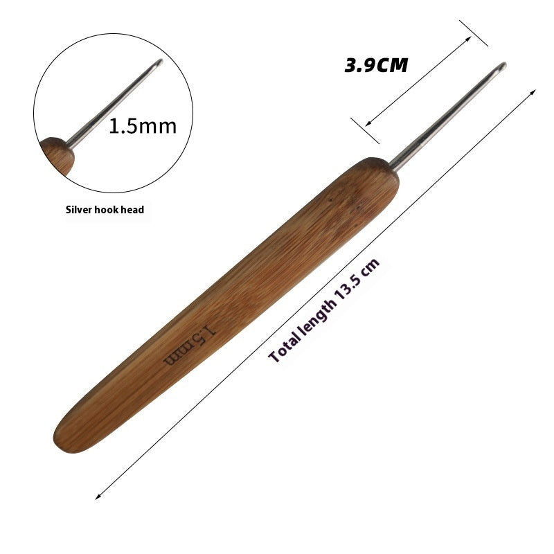 Premium Bamboo Handle Crochet Hook – Professional Metal Head Tool (0.5–6.0 mm)