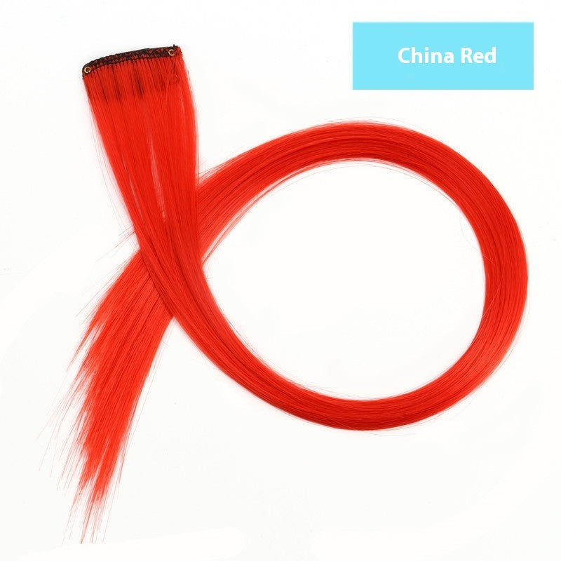 Rainbow Color Clip-In Hair Extensions – 24" Synthetic Streaks for Fun Highlights