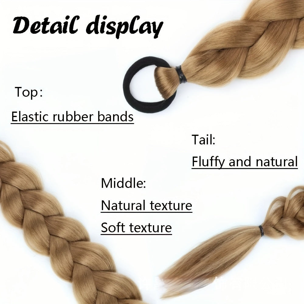 24-inch Fishbone Braided Ponytail – Heat-Resistant Synthetic Hair Extension
