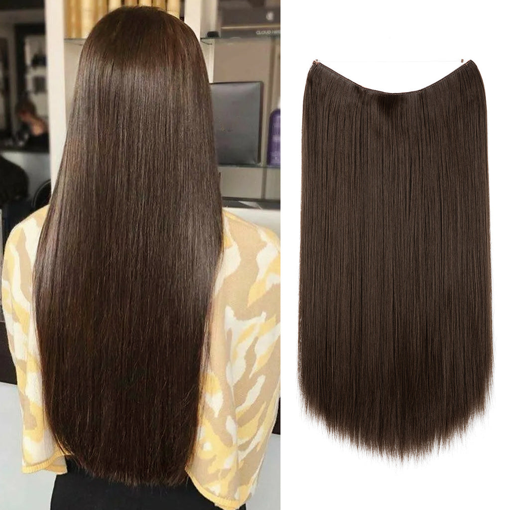Long Straight Synthetic Clip-In Hair Extensions – Natural Shine, Heat-Resistant & Easy Fit