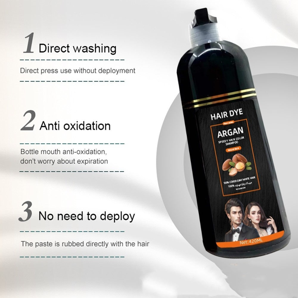 Argan Speedy Hair Dye Shampoo – 5-Minute Black Hair Colour with Moroccan Oil (420 ml)