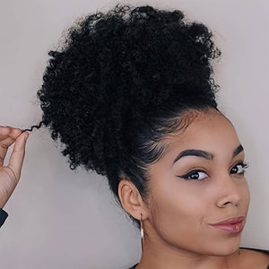 Kinkycurl Afro Puff Drawstring Bun – Large Fluffy Micro-Curly Wig