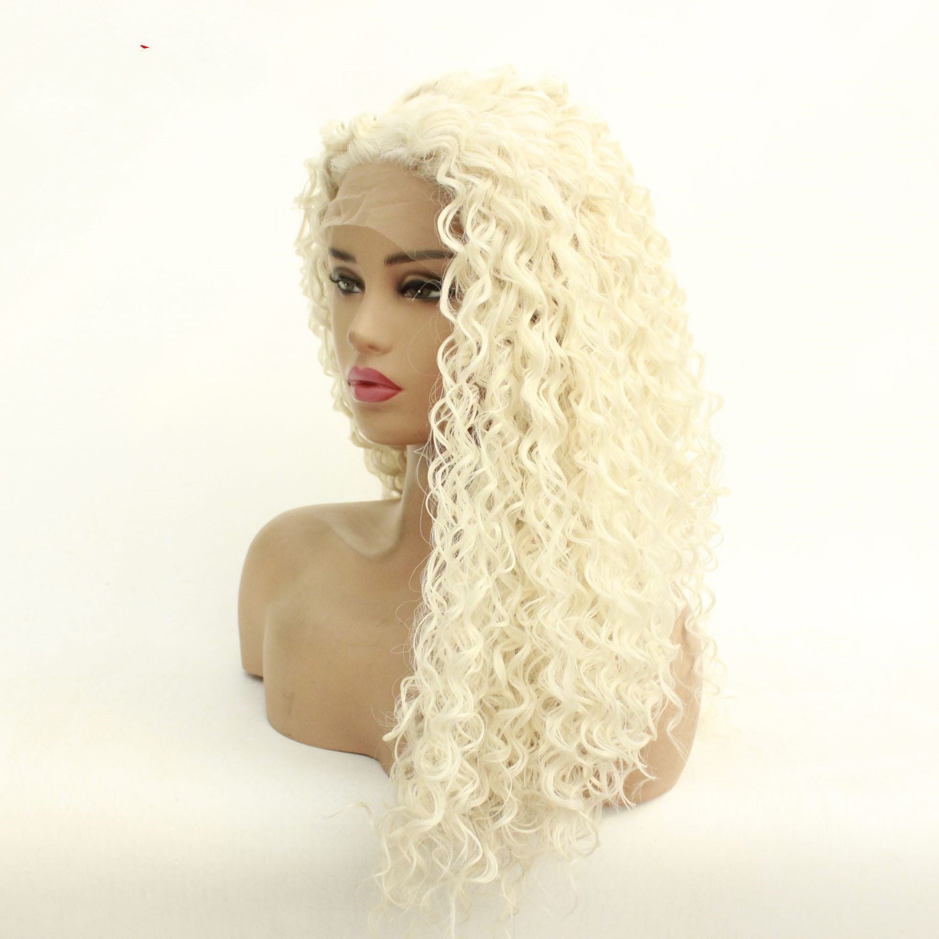 Blonde Curly Lace Wig – Soft Synthetic Heat-Resistant Wig with Lace Front (14–26 Inches)