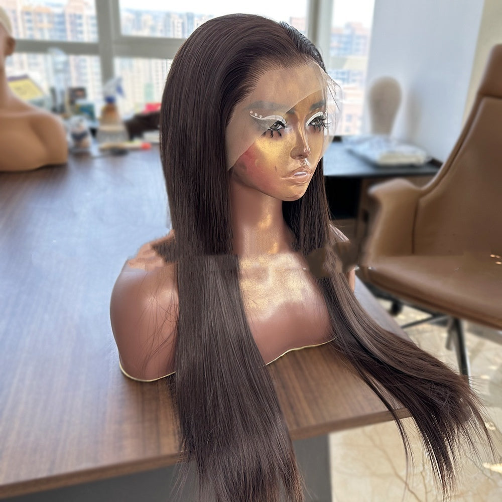 Brown Silk Straight Lace Front Wig – Natural Luxury Style