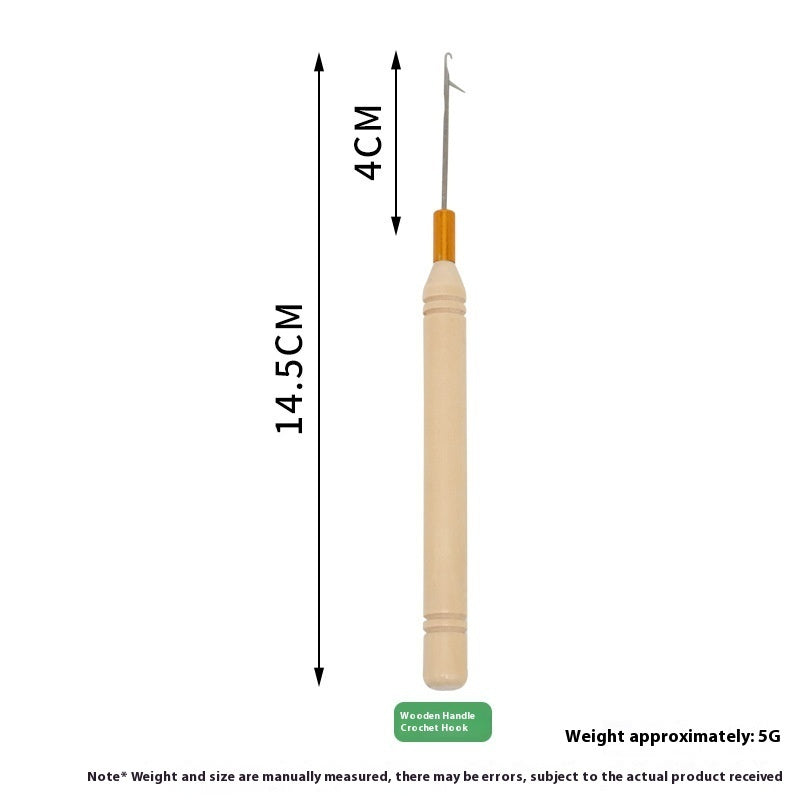 Professional Wooden Hair Extension Hook Tool – Cylindrical Handle Crochet Needle