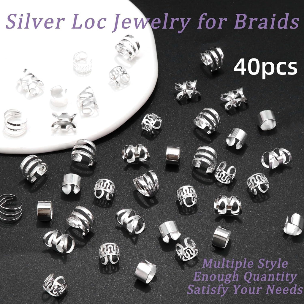 40pcs Gold & Silver Hair Cuffs for Braids – Boho Braid Accessories