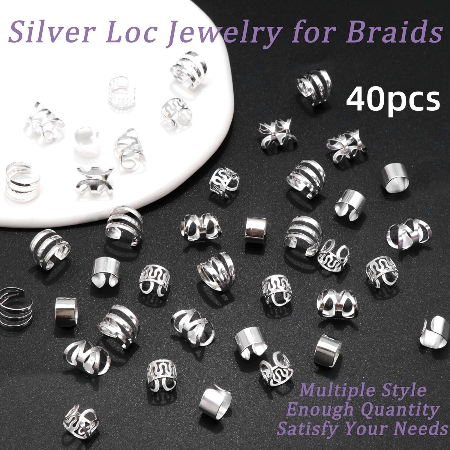 40pcs Gold & Silver Hair Cuffs for Braids – Boho Braid Accessories
