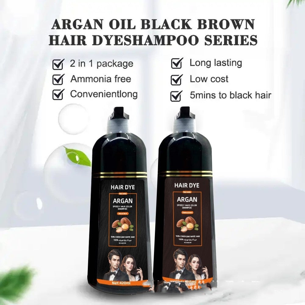 Argan Speedy Hair Dye Shampoo – 5-Minute Black Hair Colour with Moroccan Oil (420 ml)