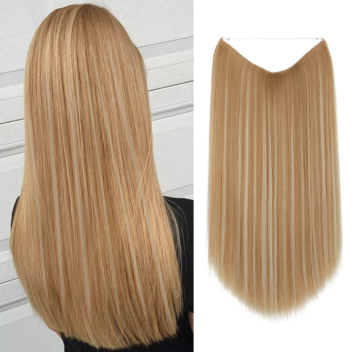 Long Straight Synthetic Clip-In Hair Extensions – Natural Shine, Heat-Resistant & Easy Fit