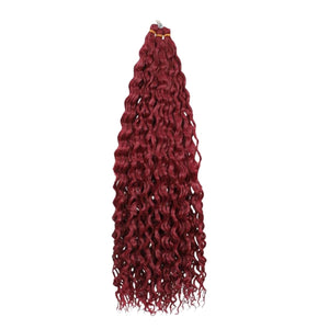 Deep wave crochet braiding hair in BUG burgundy – long wavy synthetic braids
