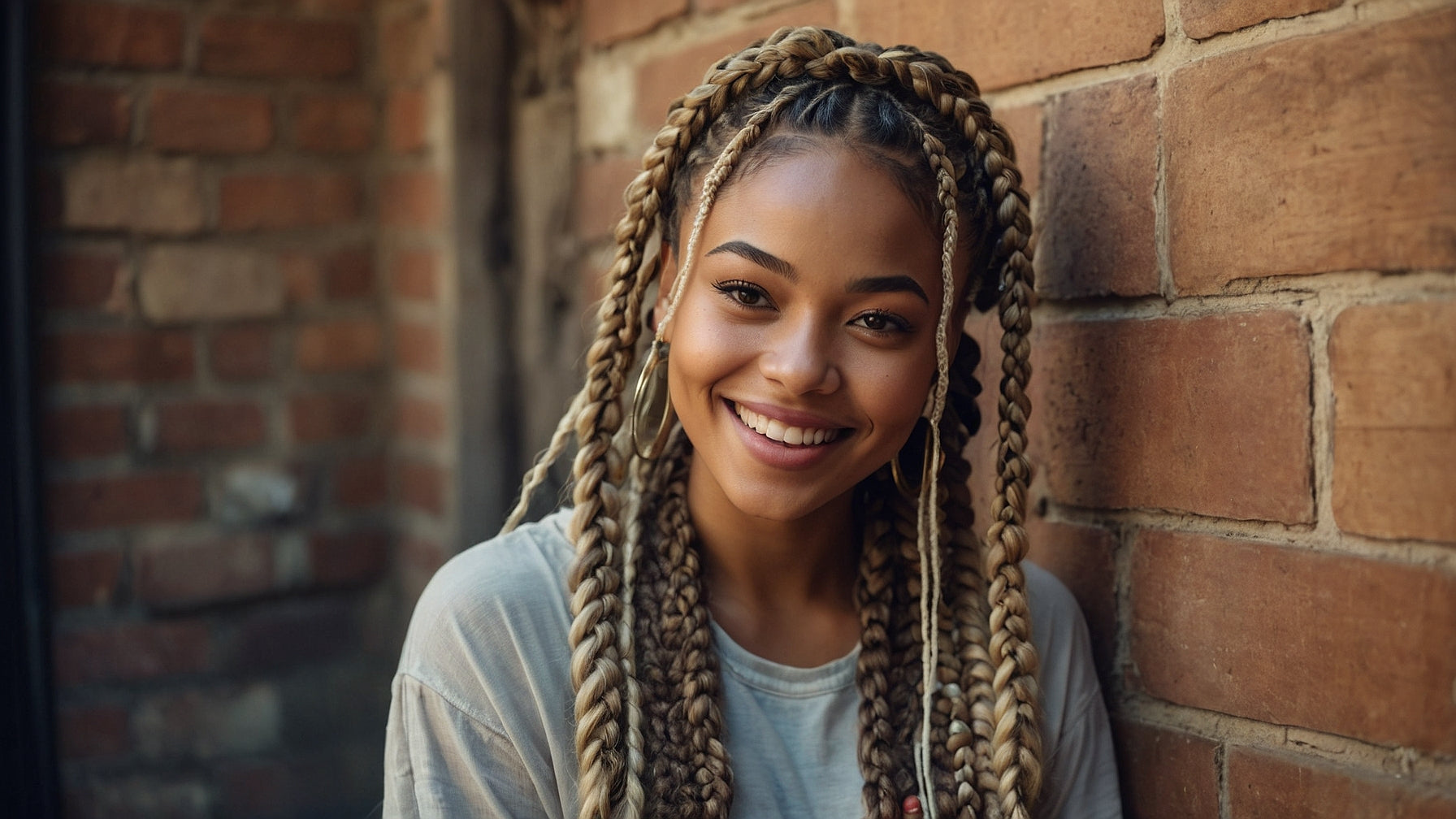 Model wearing curly crochet braids — illustrative image (AI-generated)