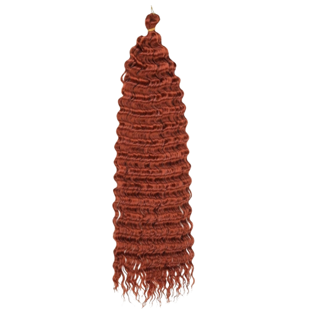 Deep wave crochet braiding hair in Color350 copper orange – long wavy synthetic braids
