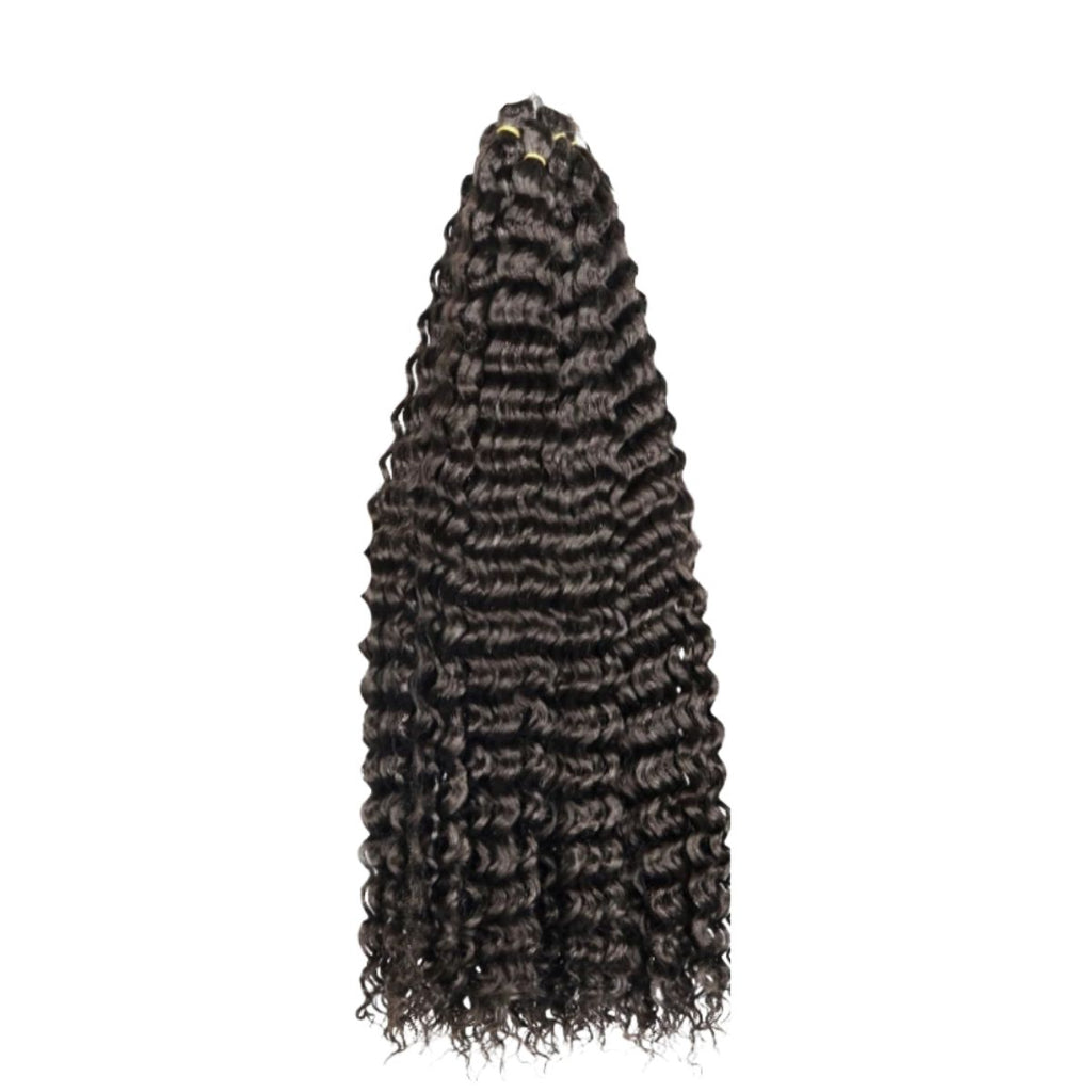 Deep wave crochet braiding hair in Color4 dark brown – long wavy synthetic braids
