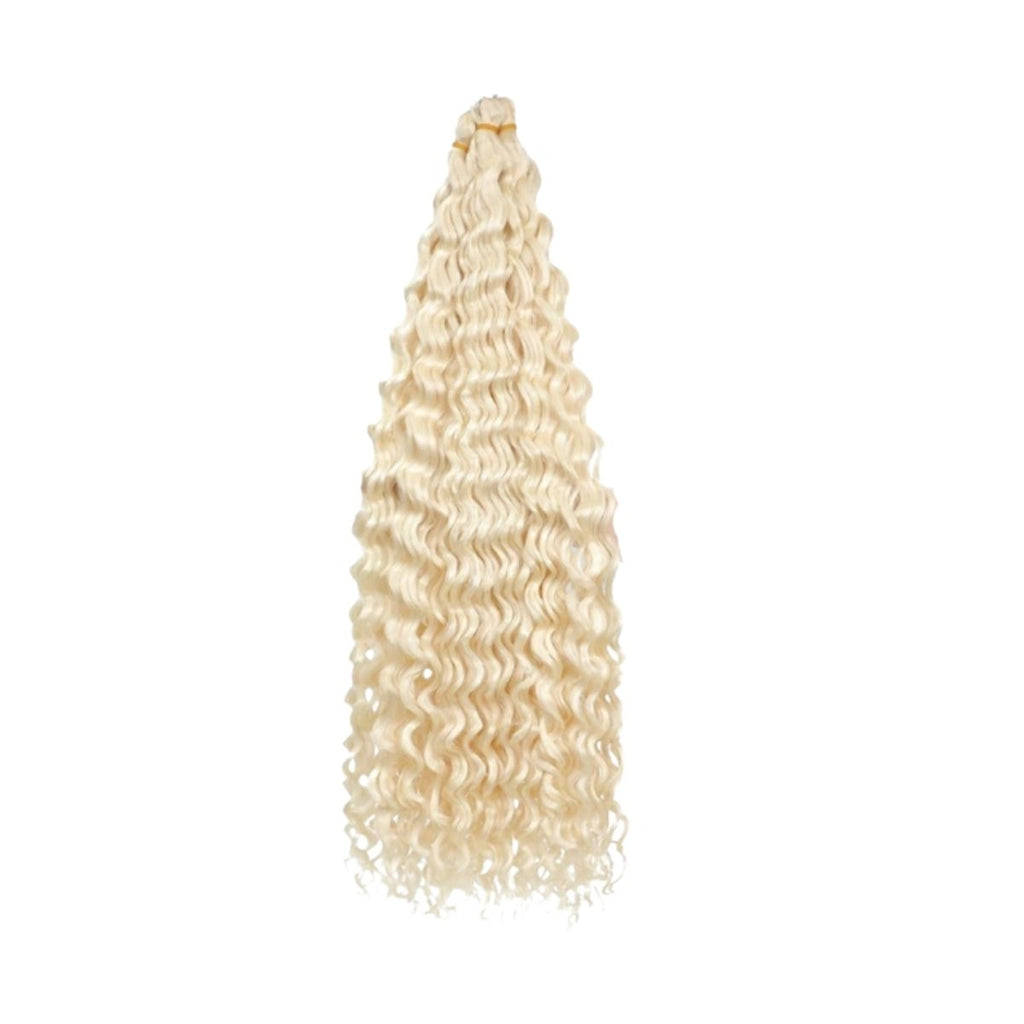 Deep wave crochet braiding hair in Color613 platinum blonde – long wavy synthetic braids
