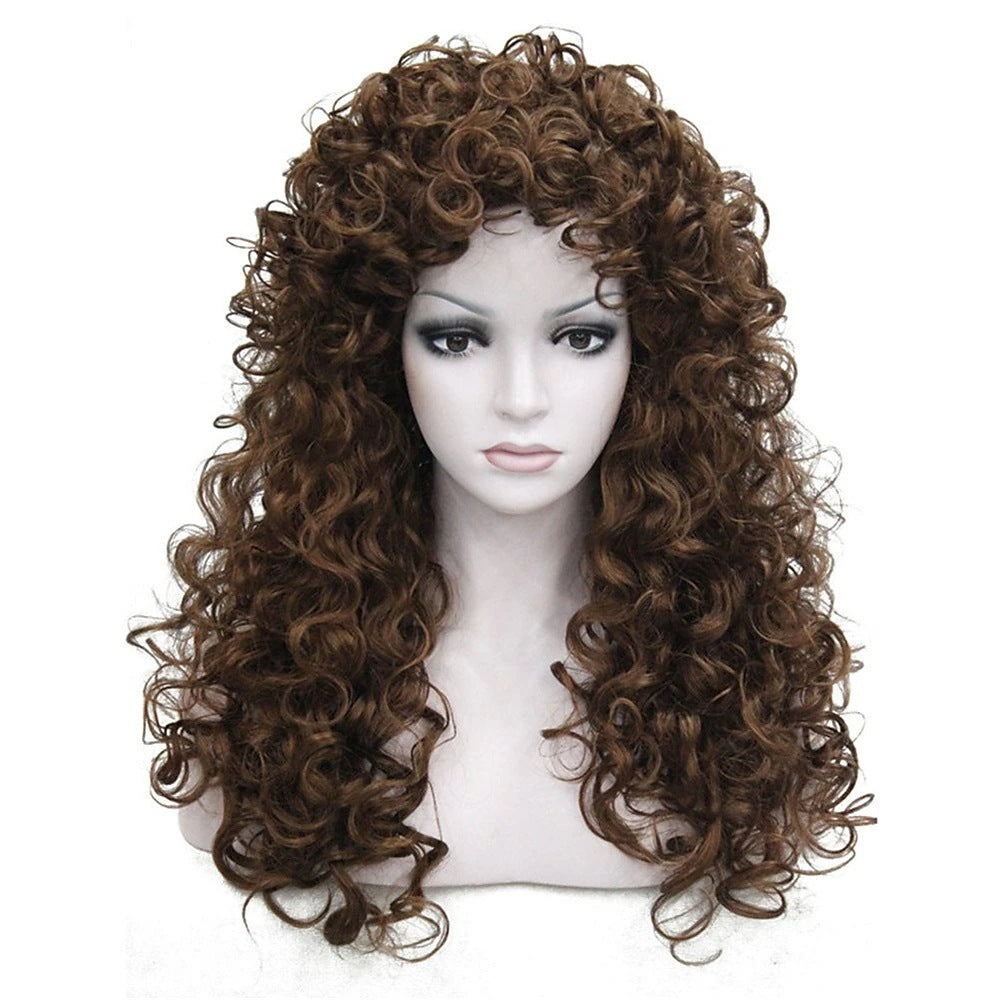 Long Curly Afro Wig with Bangs – Natural Volume Synthetic Wig for Women