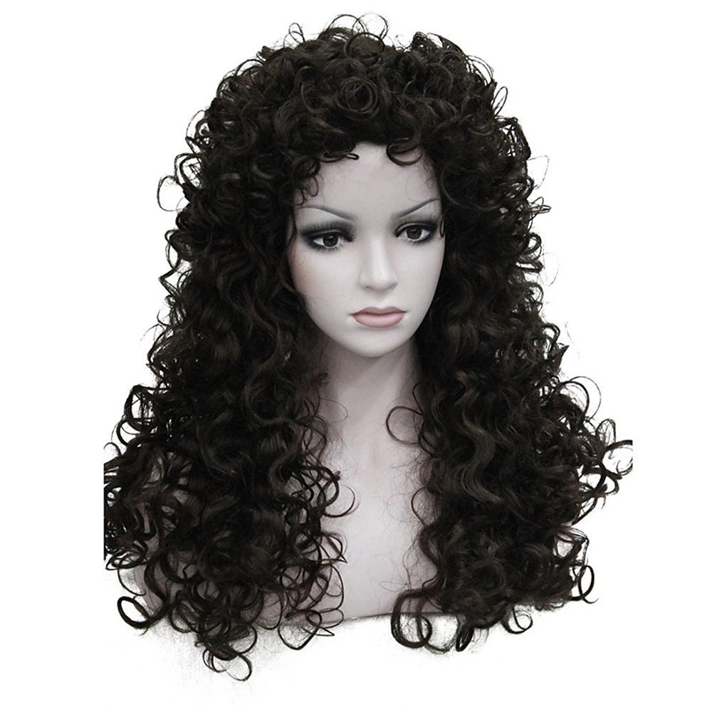 Long Curly Afro Wig with Bangs – Natural Volume Synthetic Wig for Women