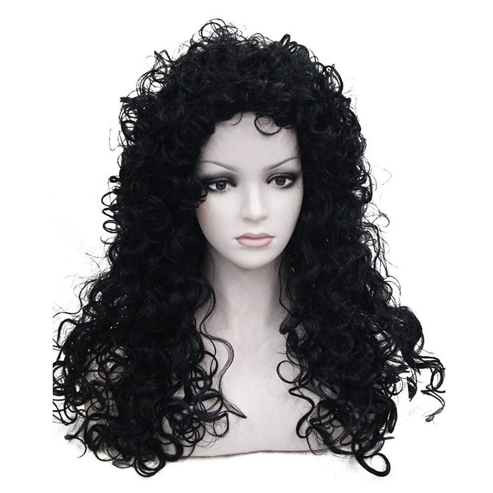 Long Curly Afro Wig with Bangs – Natural Volume Synthetic Wig for Women
