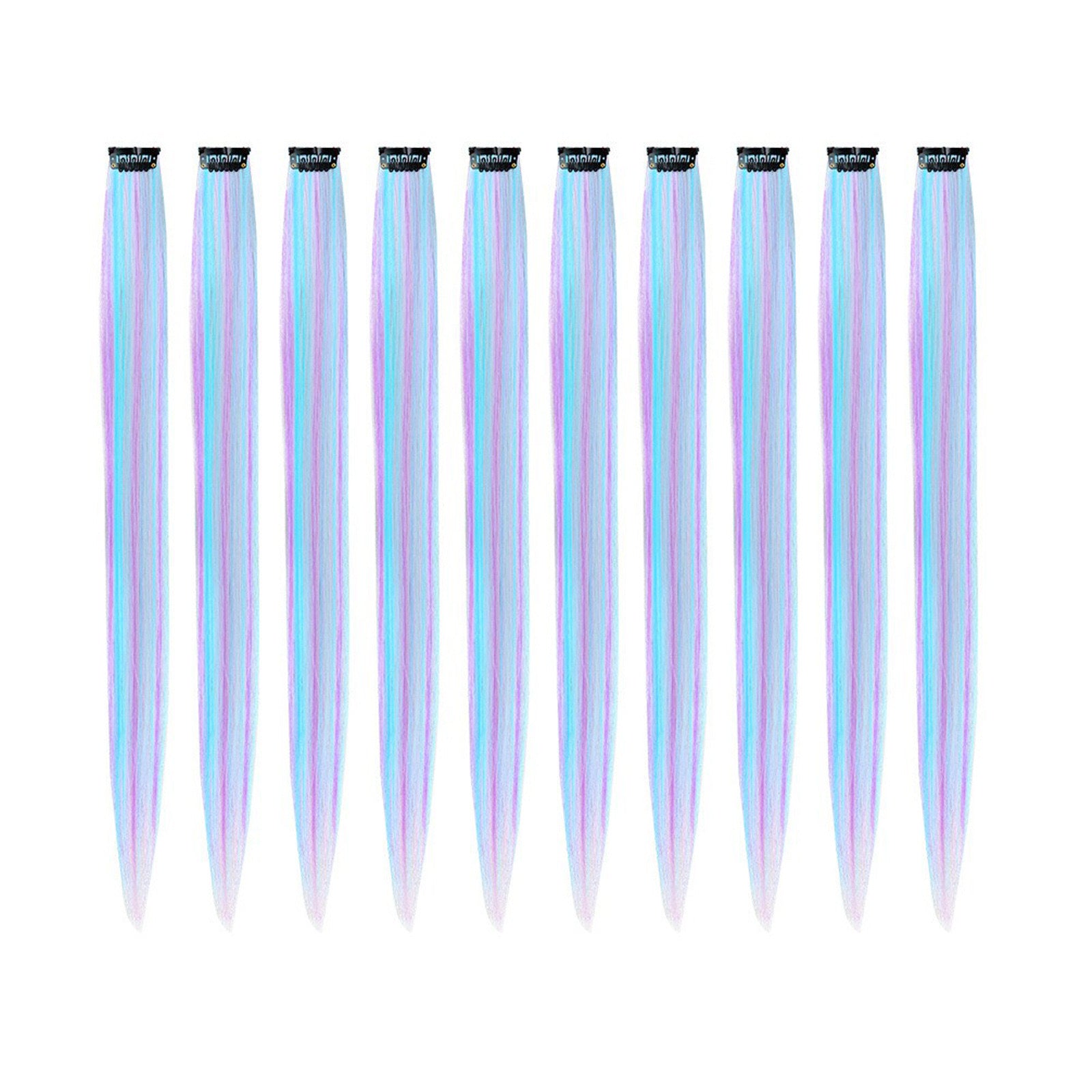 Rainbow Gradient Seamless Hair Extension – Purple & Blue Curly Style