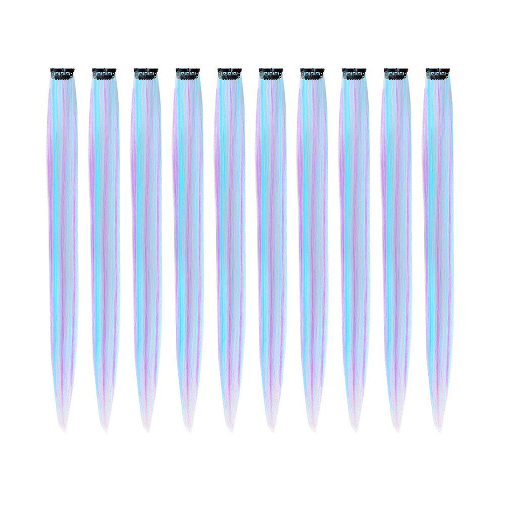 Rainbow Gradient Seamless Hair Extension – Purple & Blue Curly Style