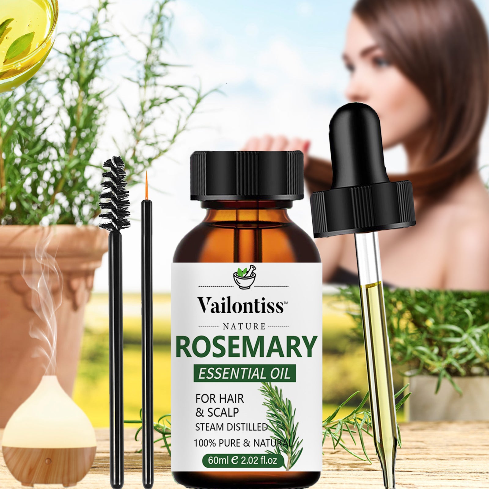 Rosemary Hair Growth Oil – Strengthening & Scalp Care Serum (60 ml)