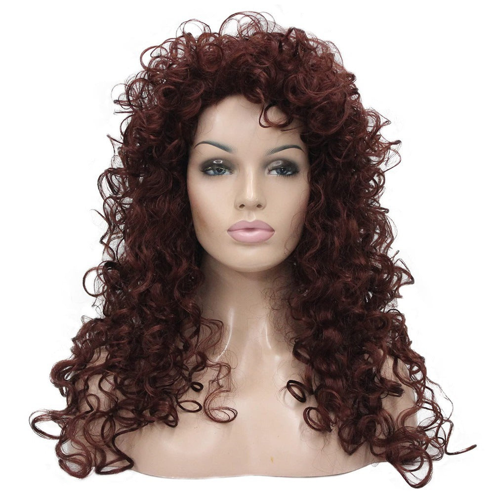 Long Curly Afro Wig with Bangs – Natural Volume Synthetic Wig for Women