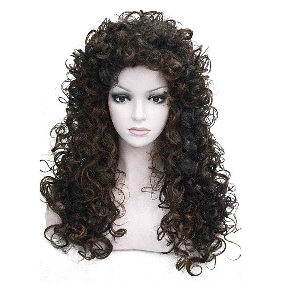 Long Curly Afro Wig with Bangs – Natural Volume Synthetic Wig for Women