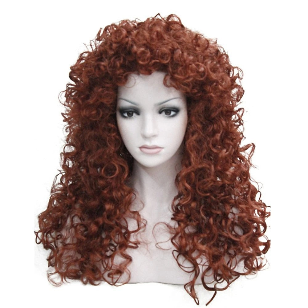 Long Curly Afro Wig with Bangs – Natural Volume Synthetic Wig for Women