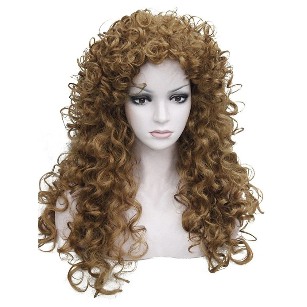 Long Curly Afro Wig with Bangs – Natural Volume Synthetic Wig for Women