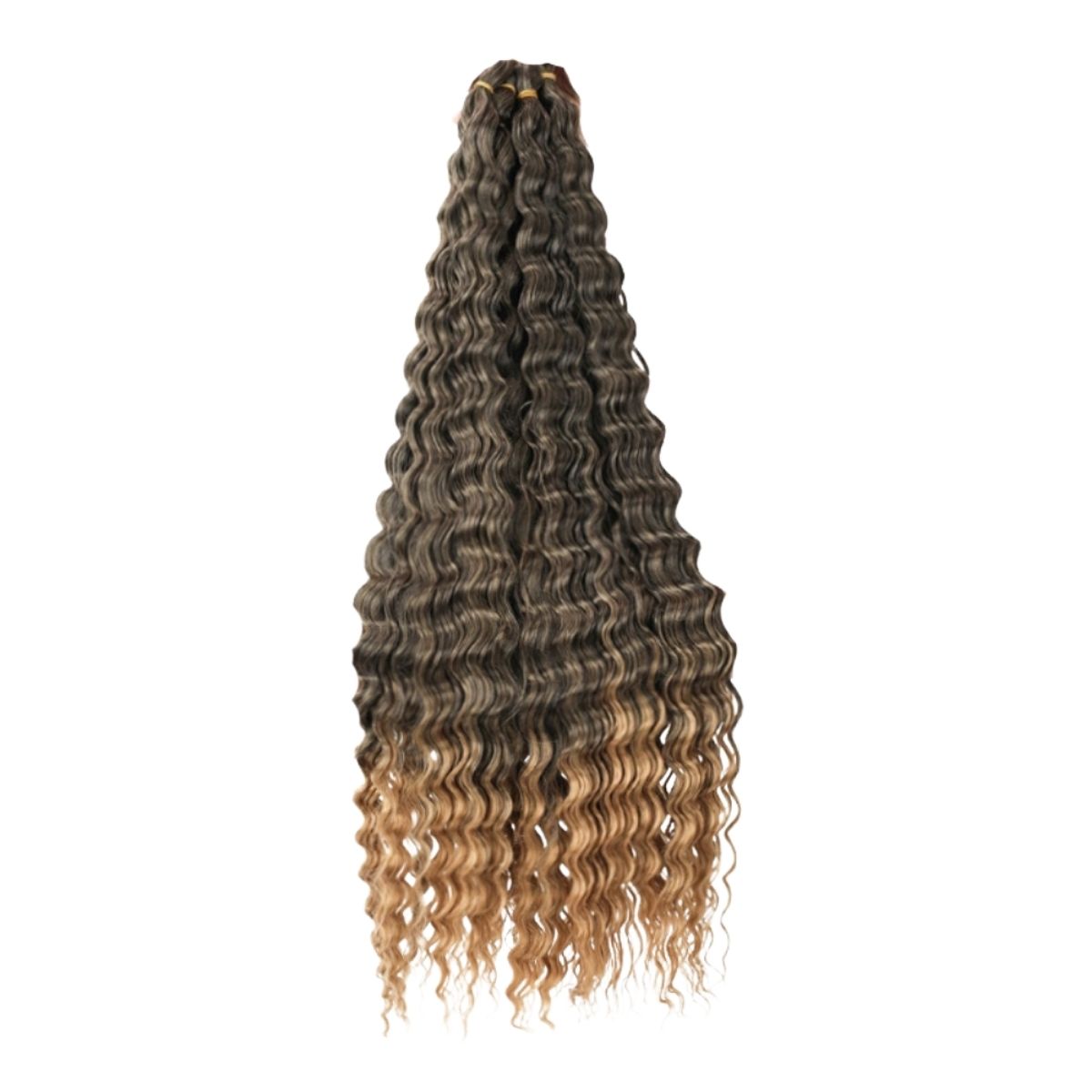 Deep wave crochet braiding hair in T27 ombre honey blonde – long wavy synthetic braids
