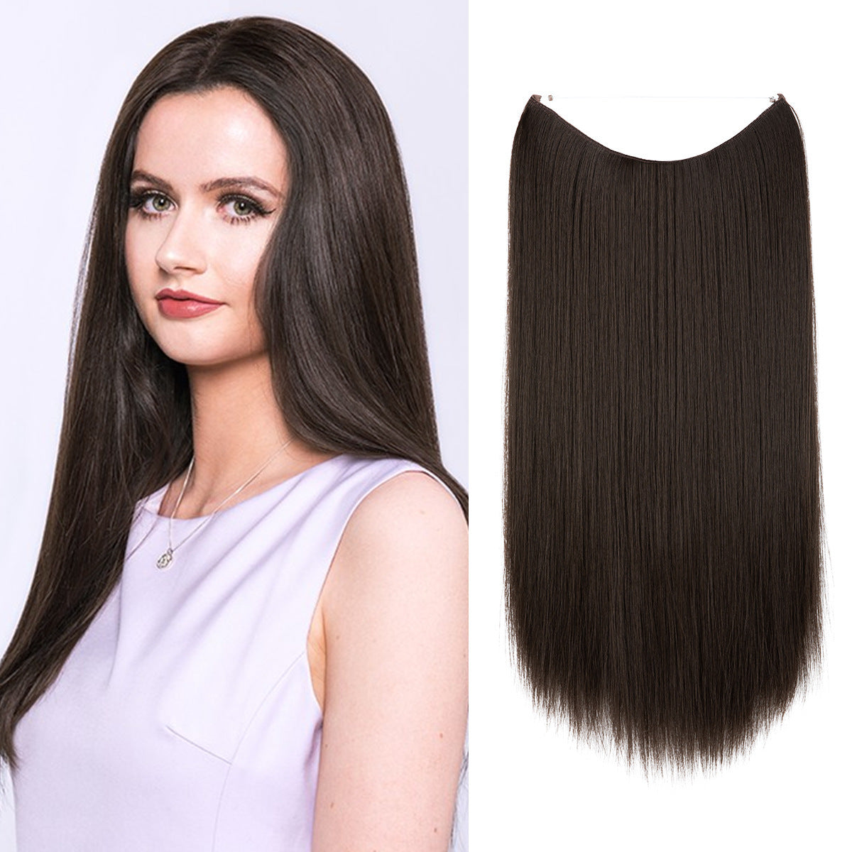 Long Straight Synthetic Clip-In Hair Extensions – Natural Shine, Heat-Resistant & Easy Fit