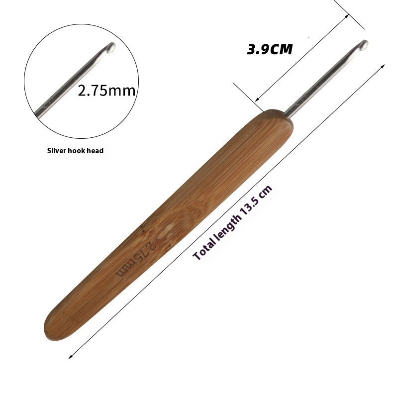 Premium Bamboo Handle Crochet Hook – Professional Metal Head Tool (0.5–6.0 mm)