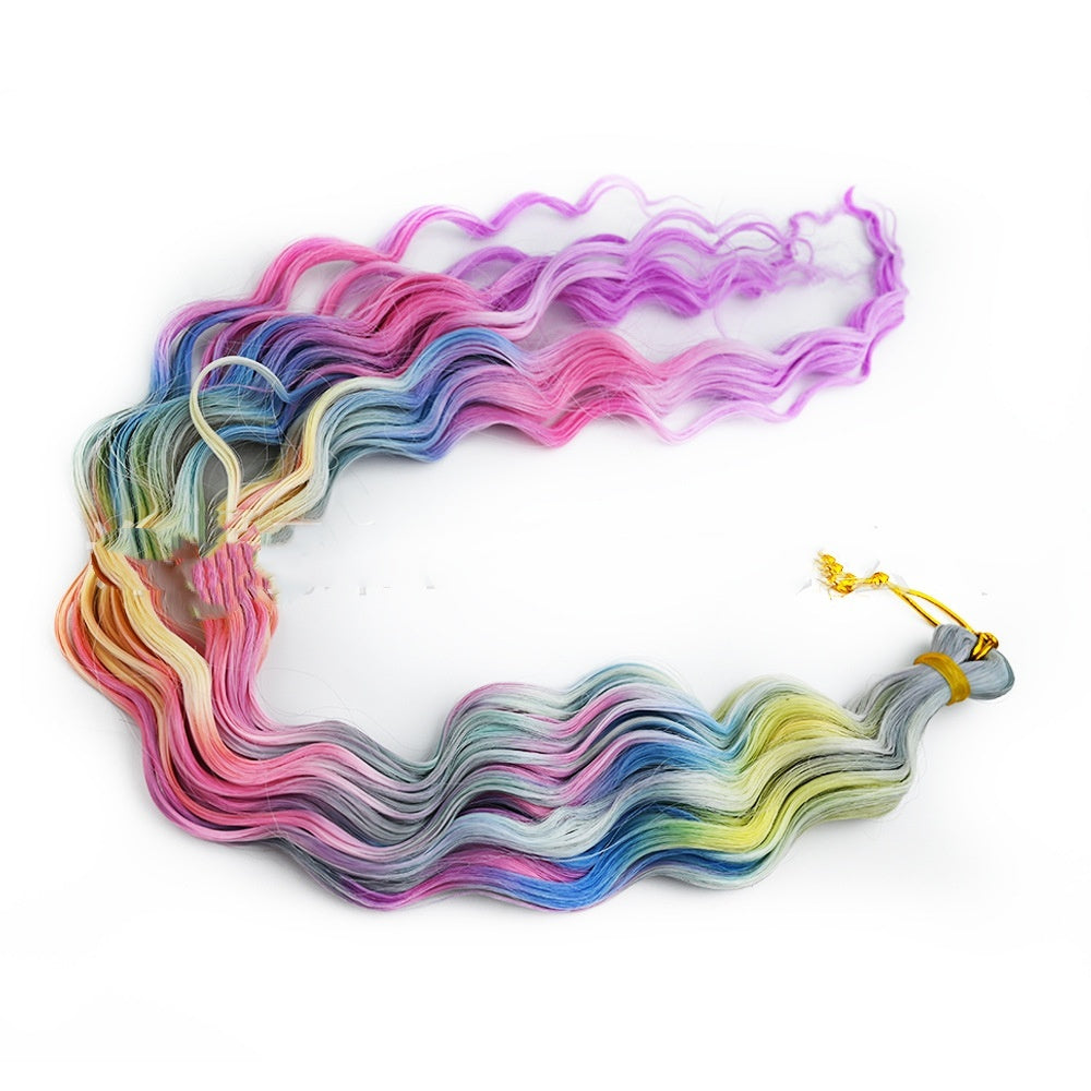 Rainbow Crochet Dreadlocks Gradient Long Curly Hair – 24 Inch