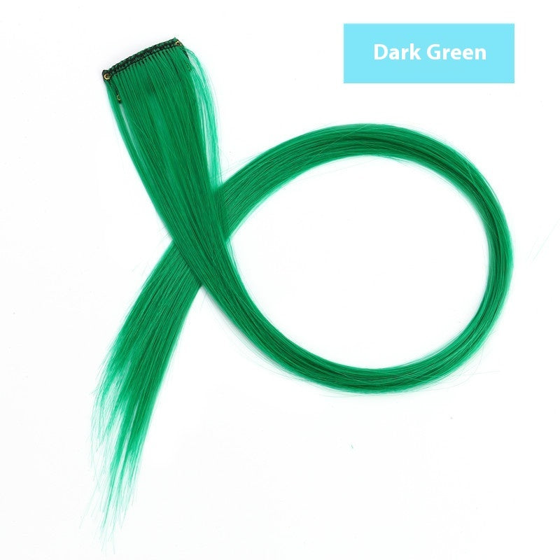 Rainbow Color Clip-In Hair Extensions – 24" Synthetic Streaks for Fun Highlights