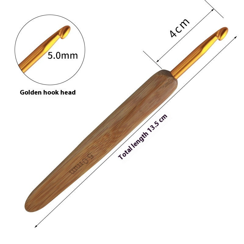 Premium Bamboo Handle Crochet Hook – Professional Metal Head Tool (0.5–6.0 mm)