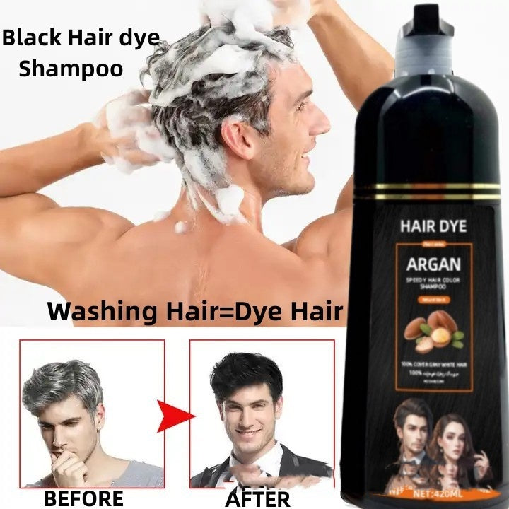 Argan Speedy Hair Dye Shampoo – 5-Minute Black Hair Colour with Moroccan Oil (420 ml)
