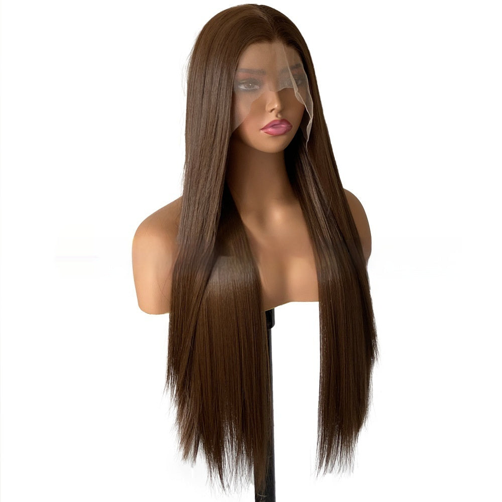 Brown Straight Lace Wig – Natural Long Synthetic Hair (12–26”)