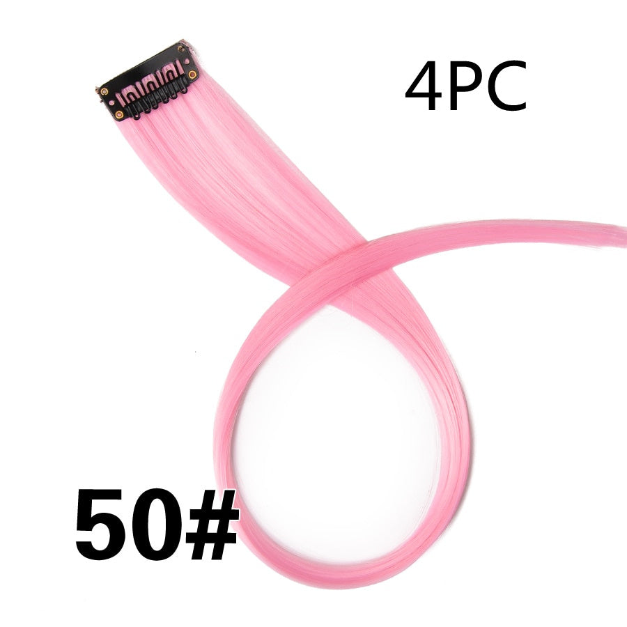 Rainbow Colour Hair Extension Strands – 18” Straight Clip-In Highlights