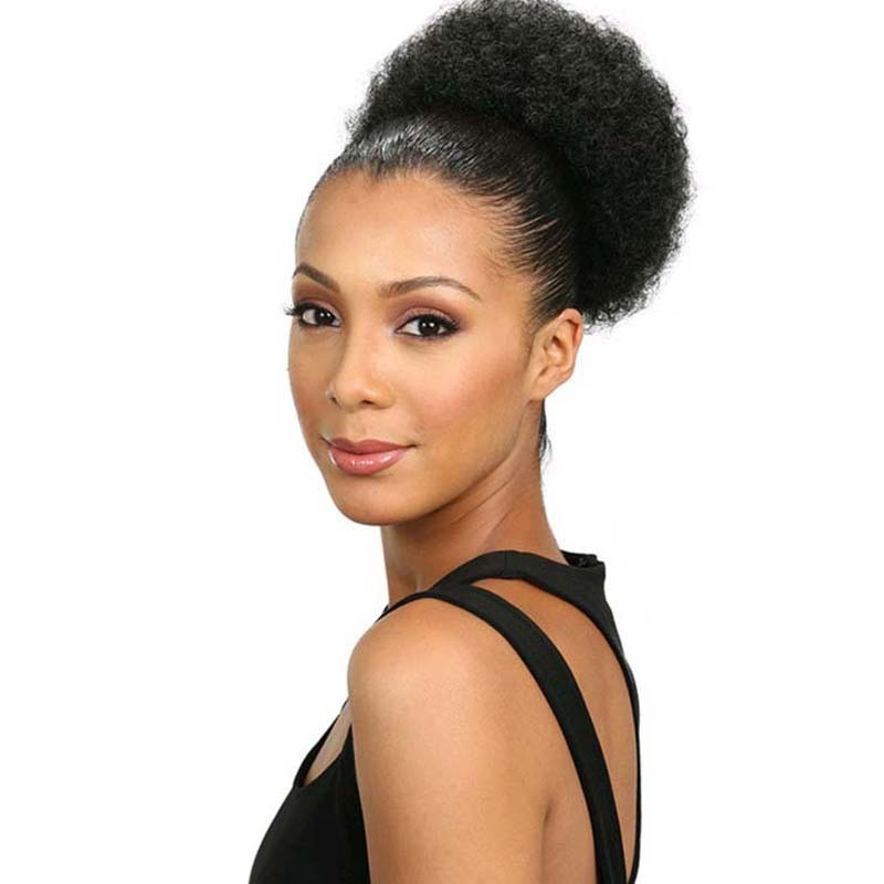 Kinkycurl Afro Puff Drawstring Bun – Large Fluffy Micro-Curly Wig