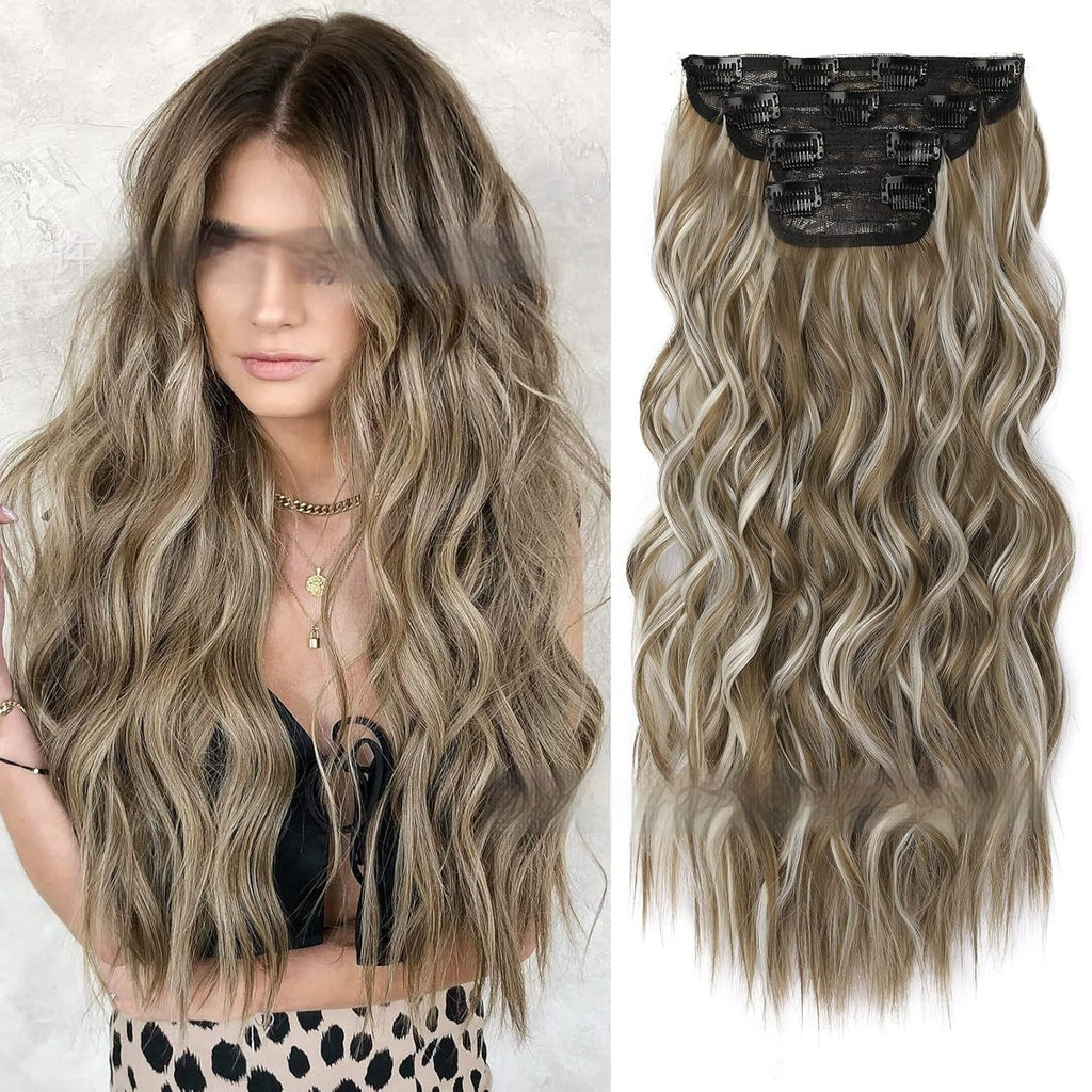 4-Piece Clip-In Curly Hair Extensions Set – Natural Volume & Wave