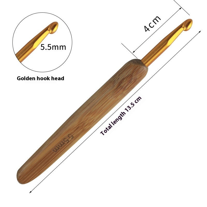 Premium Bamboo Handle Crochet Hook – Professional Metal Head Tool (0.5–6.0 mm)