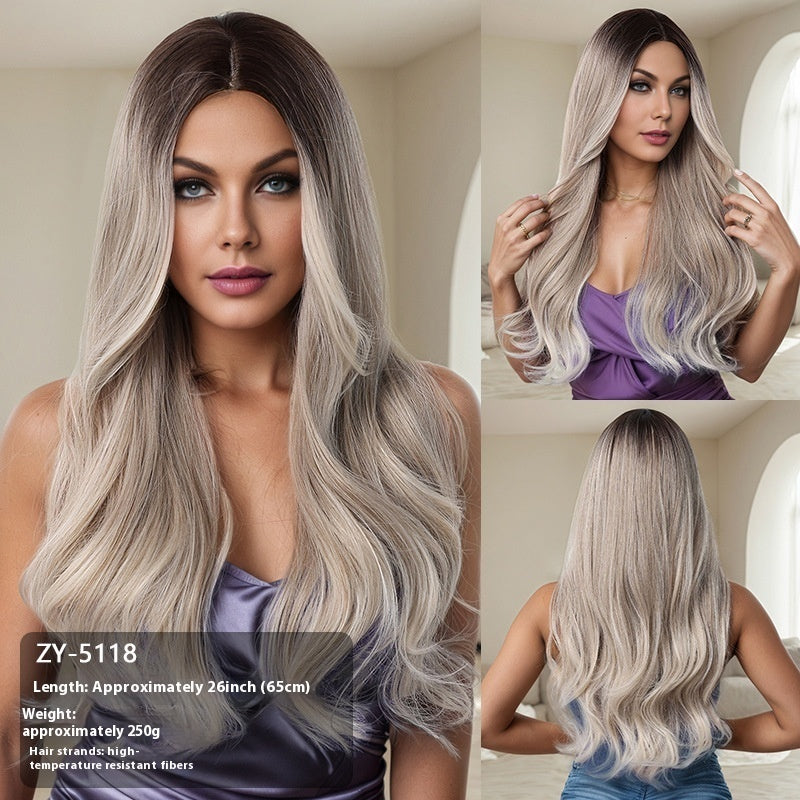 Long Wavy Synthetic Wig with Natural Hairline – 60 cm Heat-Resistant Fibre