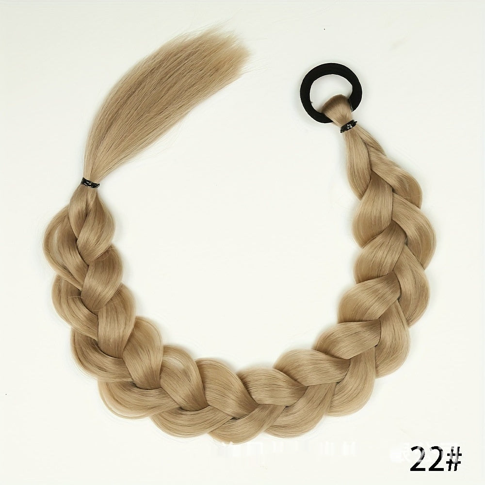 24-inch Fishbone Braided Ponytail – Heat-Resistant Synthetic Hair Extension