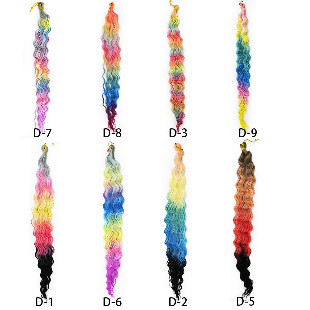 Rainbow Crochet Dreadlocks Gradient Long Curly Hair – 24 Inch